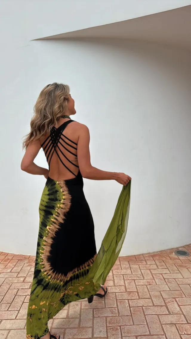 Summer Women's Printed Strapless Backless Cross Dress Black - Shop at LoveMi