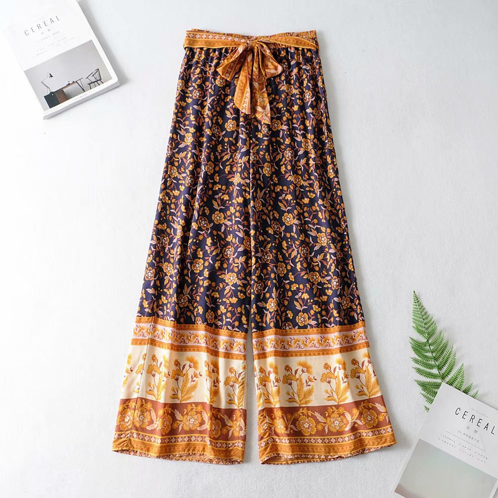 Title 5, European And American Cotton Print Wide Leg Pan...