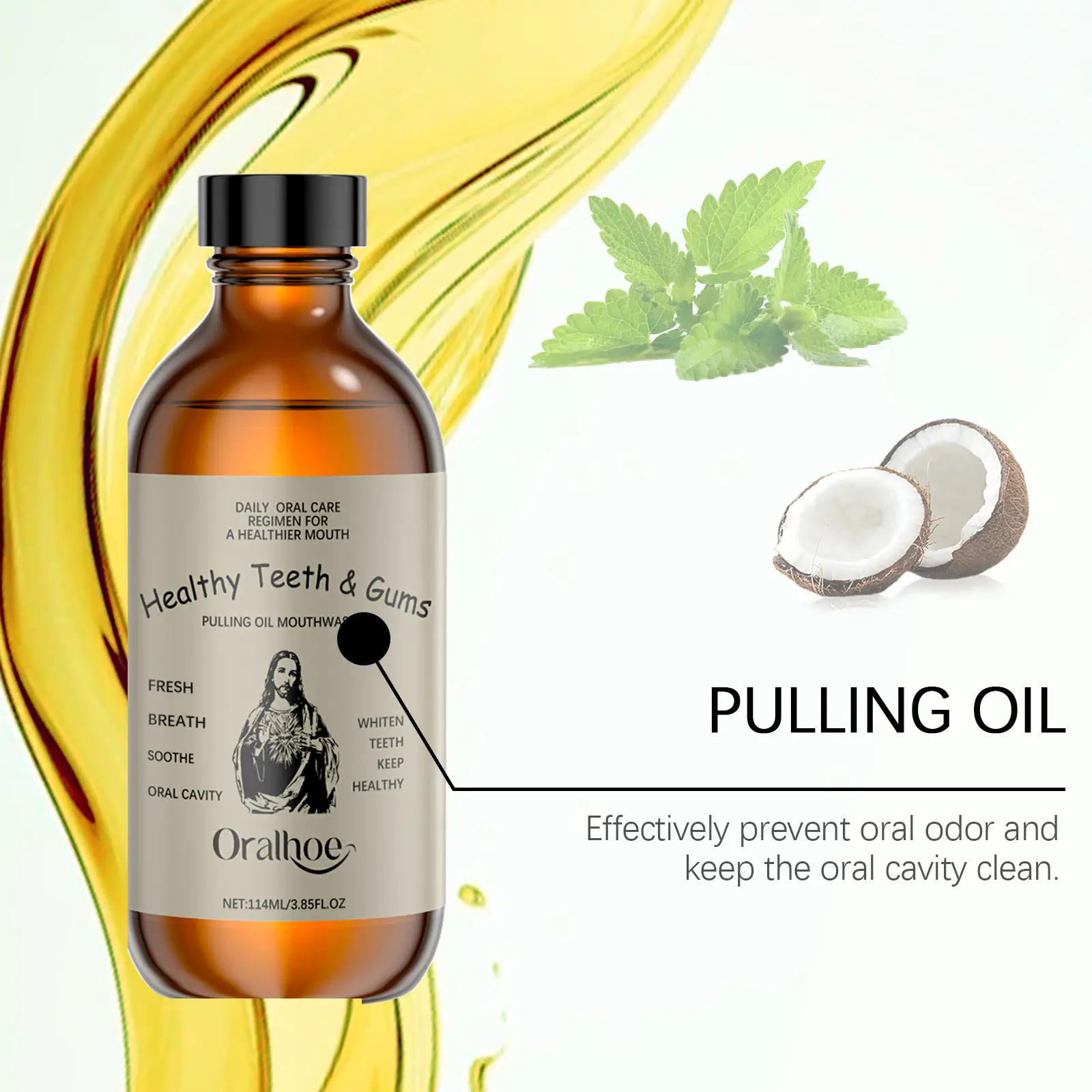 Oral Coconut Mouthwash Care Cleaning Teeth Odor Removal