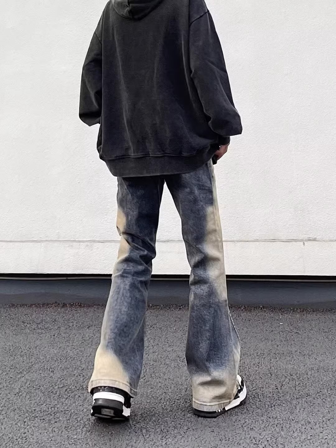 Men's Retro Washed Patchwork Jeans