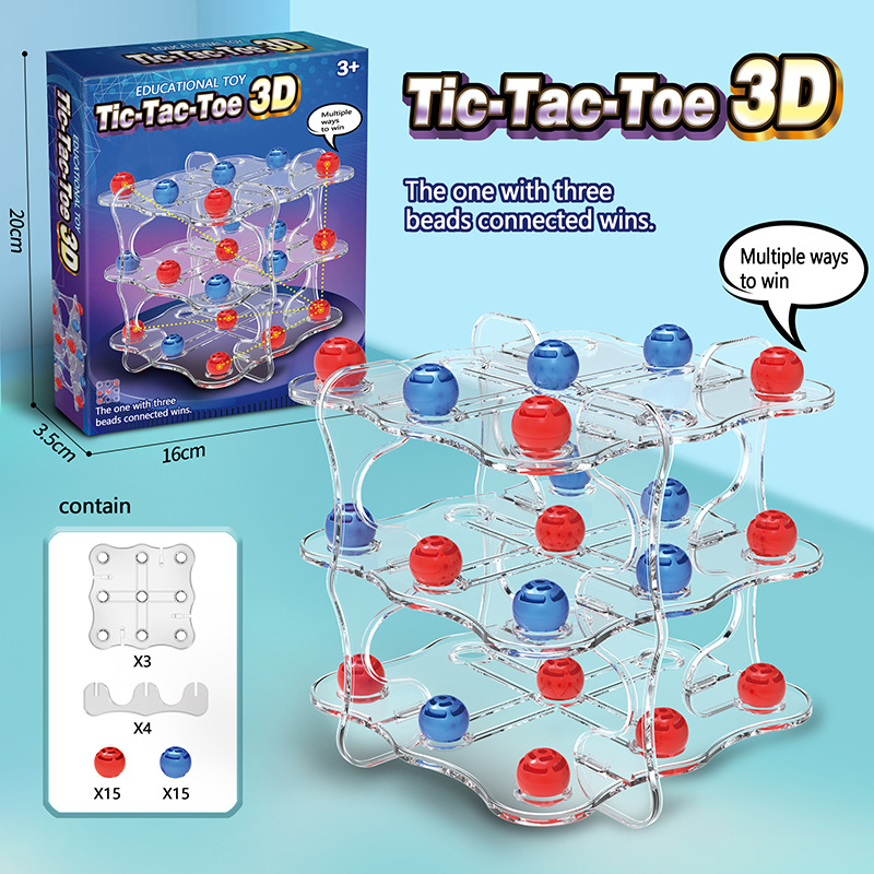 3D Triple Tic-Tac-Toe Early Learning Board Game For Kids