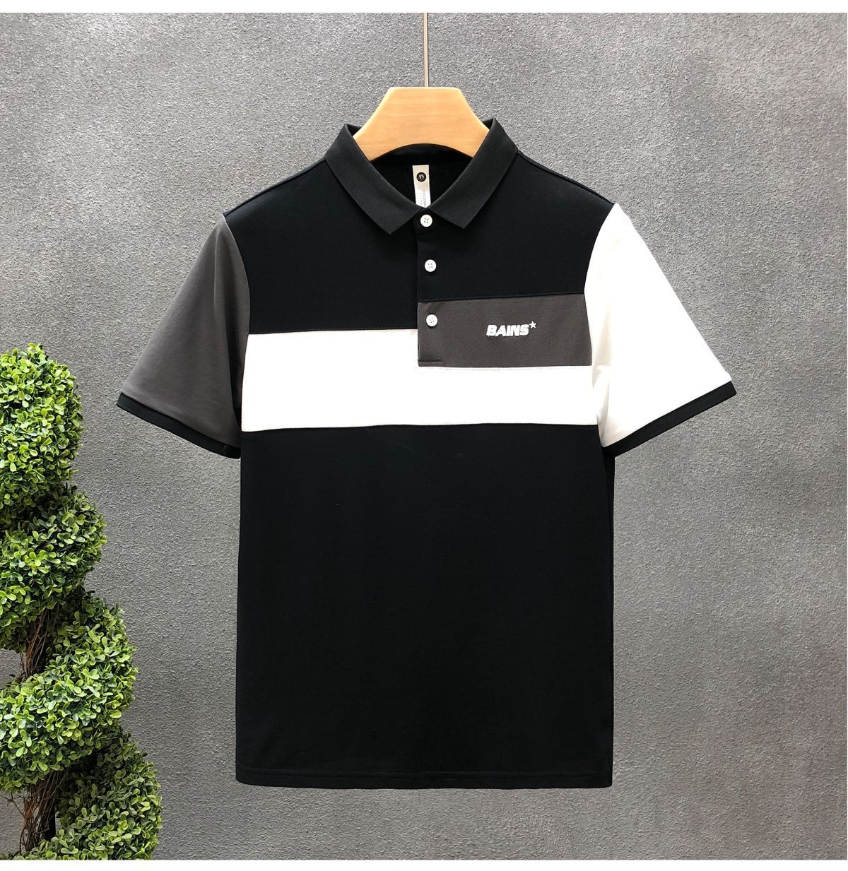 Title 7, Mens Trend Stitching Contrast Color Polo Shirt...