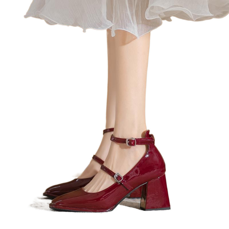 Patent Leather Square-Toe Heels