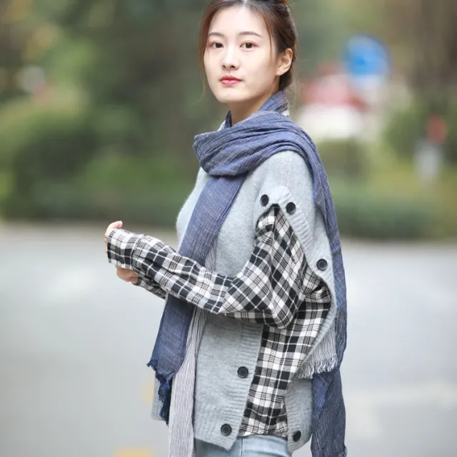 All matching Art style Striped Scarf For Women Navy Blue - Shop at LoveMi
