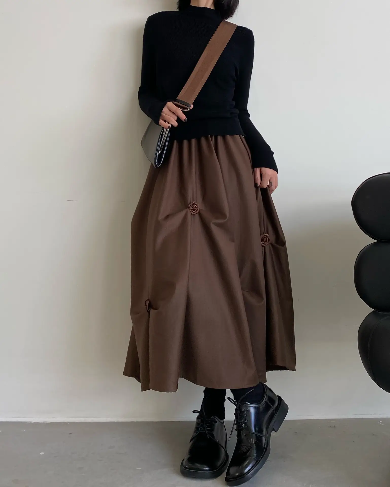 Designer Irregular Pleated Flower Mid-Length Dress For Women