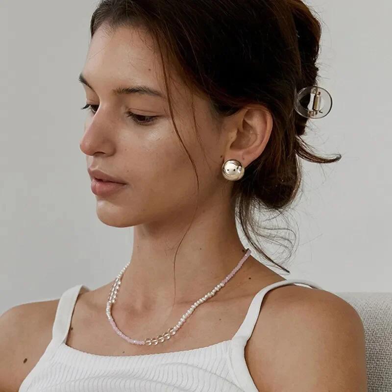 Advanced Photosensitive Surface Geometric Hemisphere Beanie Earrings