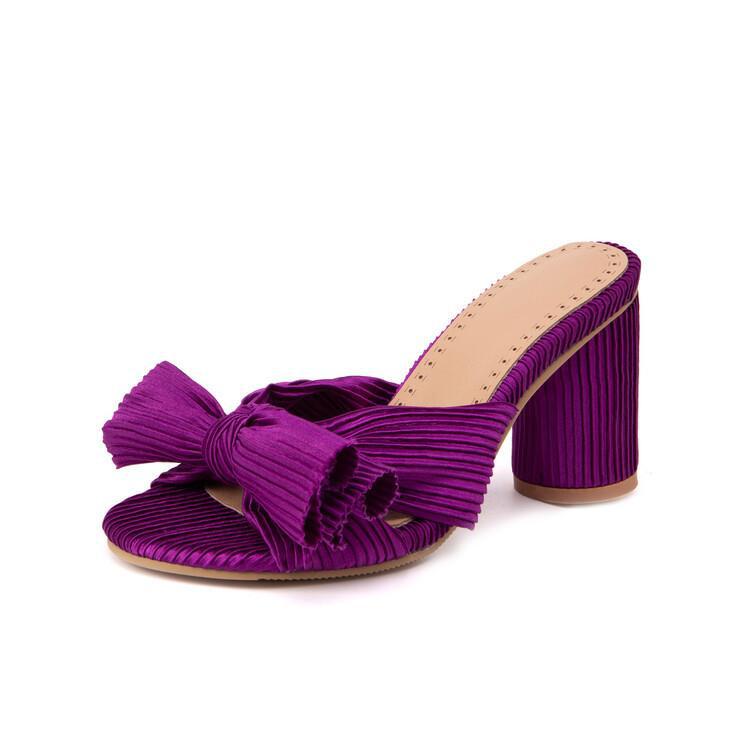 Satin Lantern-Pleated Sandals