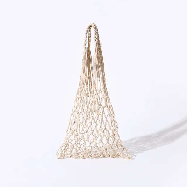 Cotton Mesh Bag Shopping Bag Weaving Hollow Handbag Natural Color Width 33Cm Heigh - Shop at LoveMi