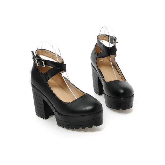 Women's Fashionable Chunky Heel Platform High Shoes Black - Shop at LoveMi