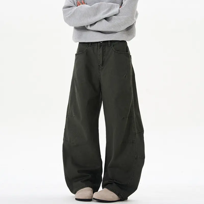 Men's American-style Retro Silhouette Cutaway Wide-Leg Pants