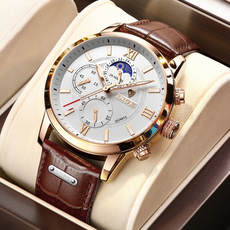 Mens High-end Quartz Watch Multifunction Chronograph Luminous And Water-resistant Wristwatch 6