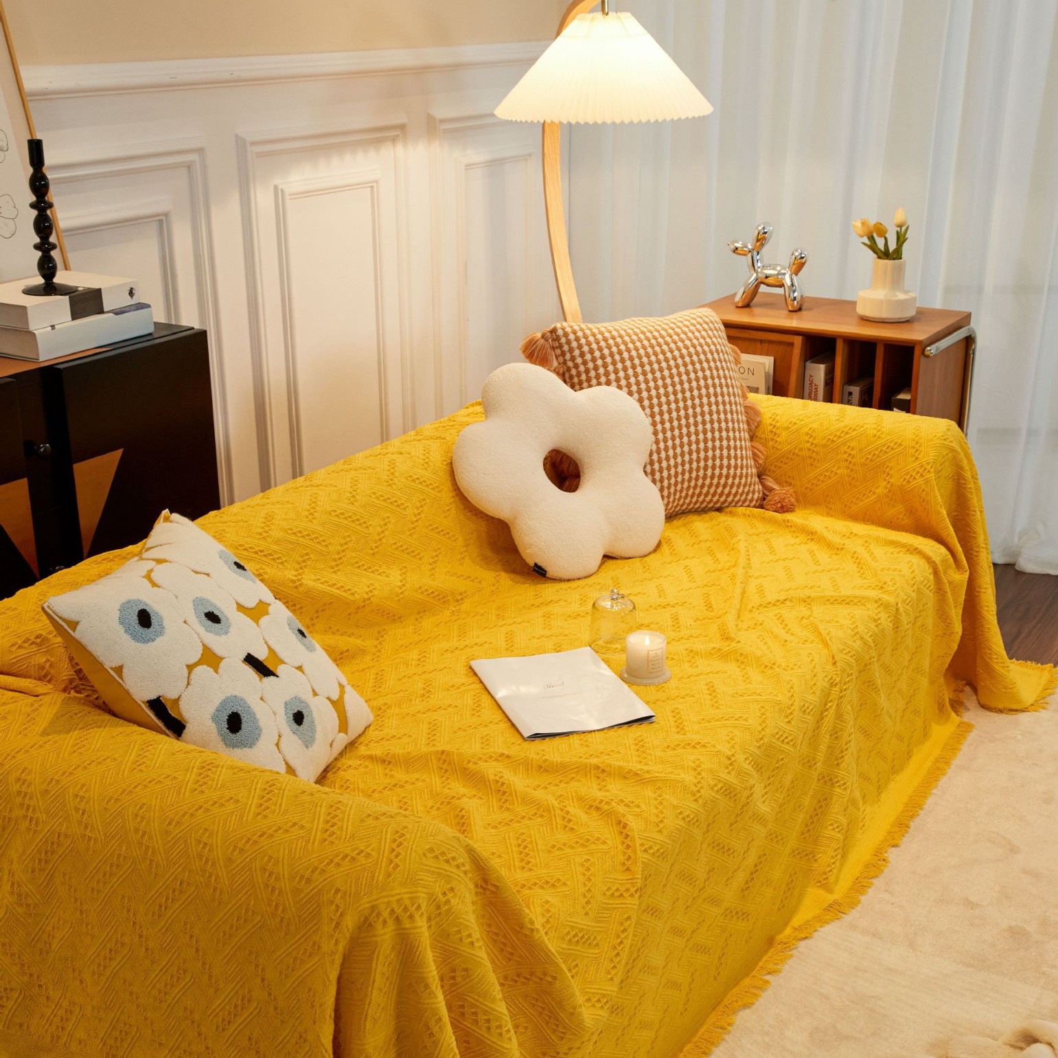 Simple Four-season Blanket Made Of Cotton Fabric A Full-cover Sofa Throw