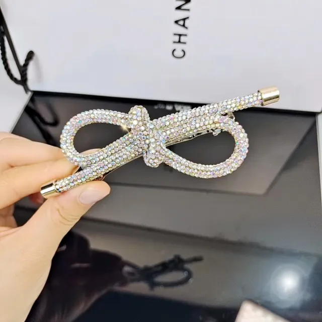 Rhinestone Bow Spring Clip Advanced Sense Ab Diamond - Shop at LoveMi