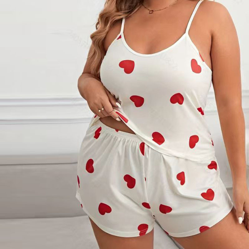 Women's Plus-sized Fat Camisole Printed Pajamas Suit