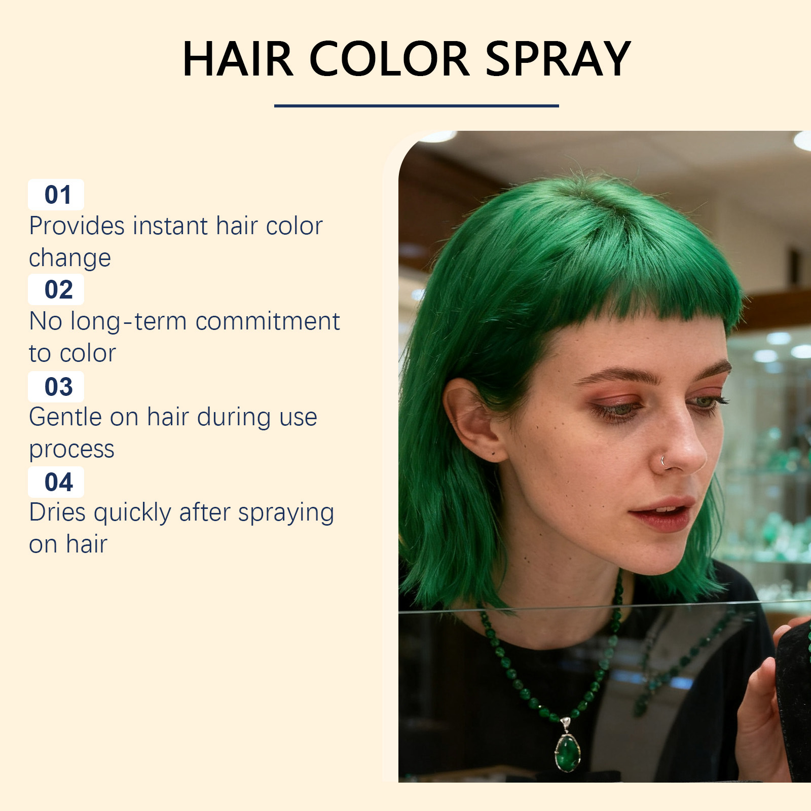 Green Temporary Hair Spray For A Cool Stylish Look With Natural Even Color That Lasts 5