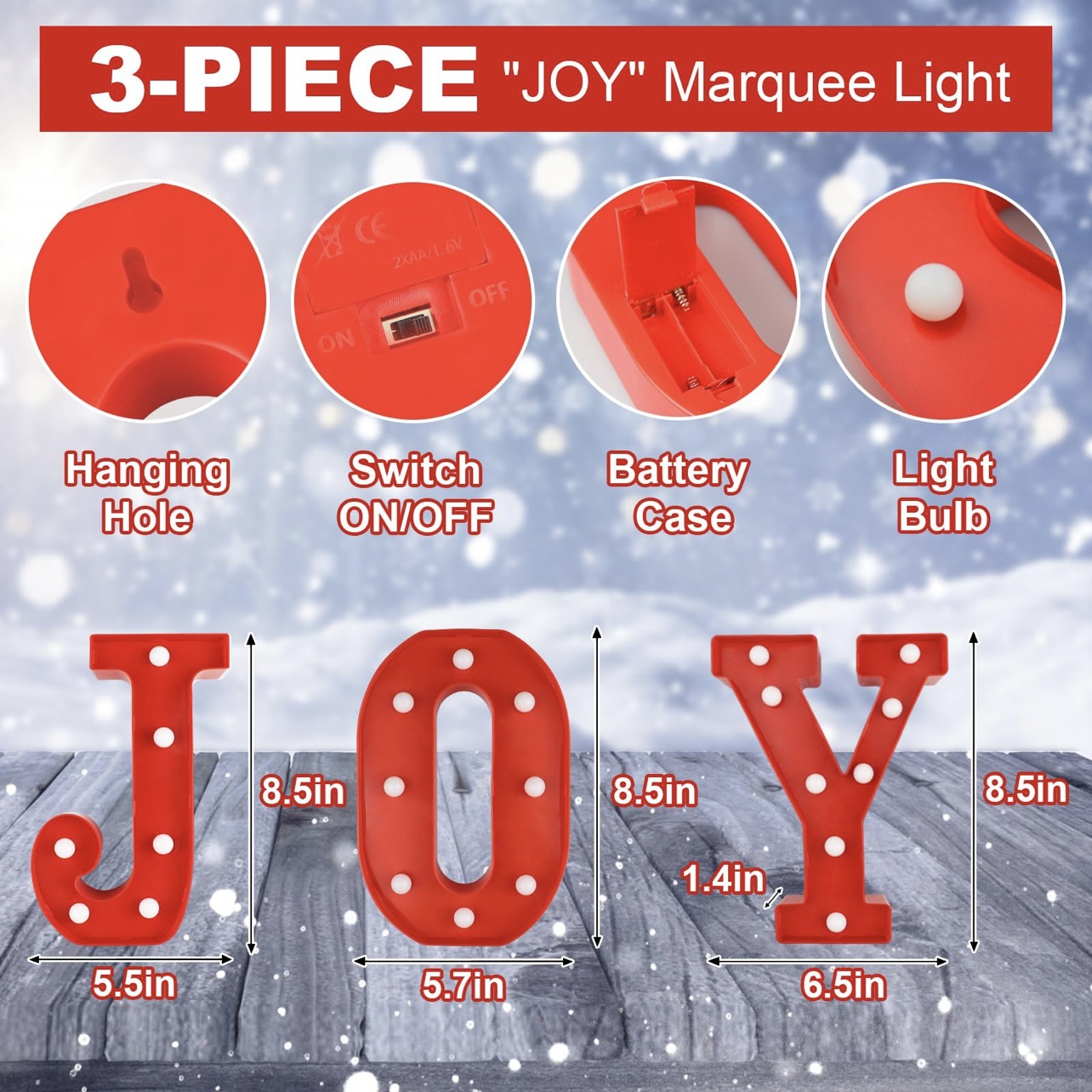 Title 1, Merry Christmas Letter Light JOY Decorative Let...