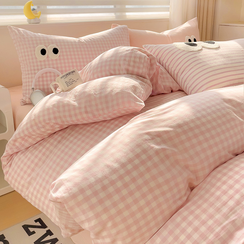 Big Eyes Four-piece Bedding Set Sanding Duvet Cover Bedding Suit - Image 4
