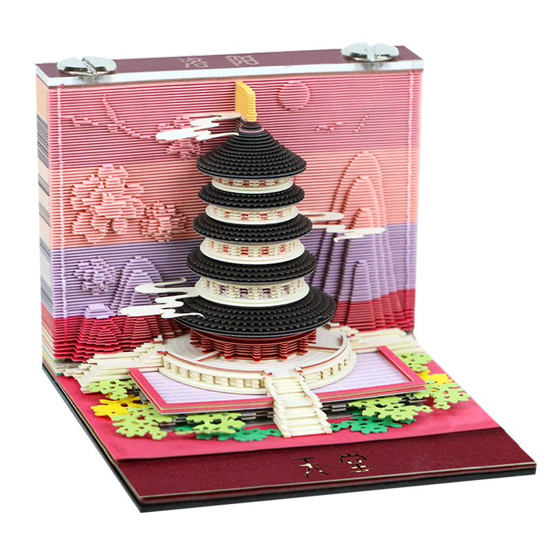 Landmark Series 3D Stereo Sticky Notes Antique-Style Desktop Decorations