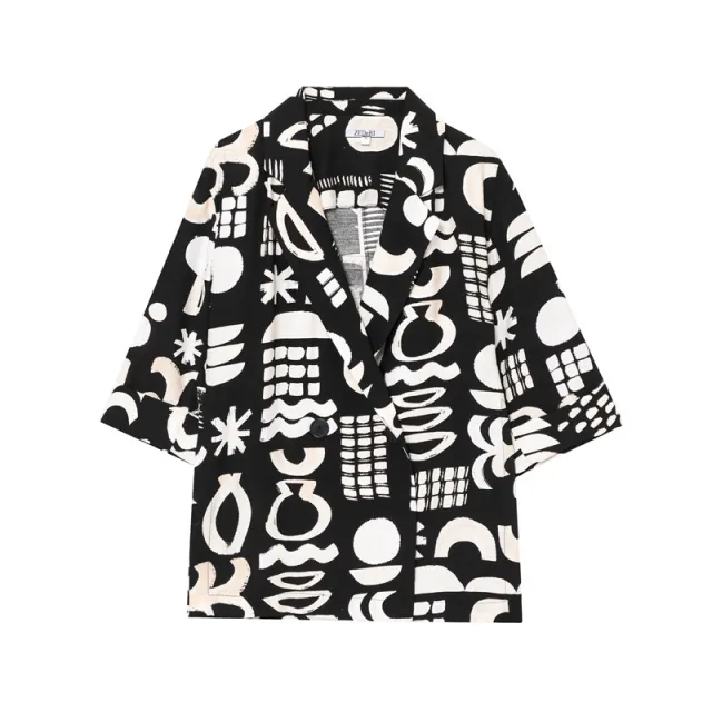 European And American Style Fashion Casual Watercolor Pattern Coat Straight leg Pants Top - Shop at LoveMi