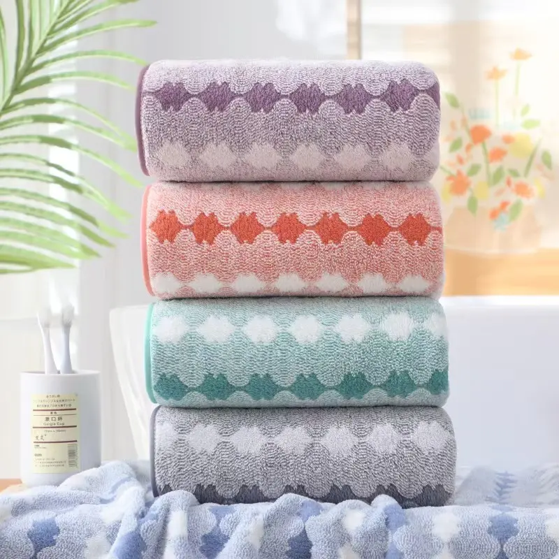 Wide Stripe Dark Coral Velvet Printing Towels