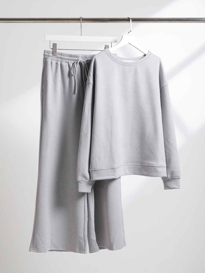 Solid Color Texture Casual Suit European And American Thick Loose Drawstring Sports Two-piece Set - Image 4