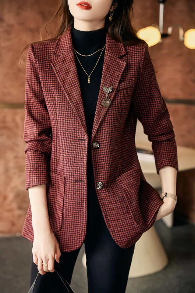 High end Fashion Korean Style Temperament Leisure Thick Suit Top Red - Shop at LoveMi