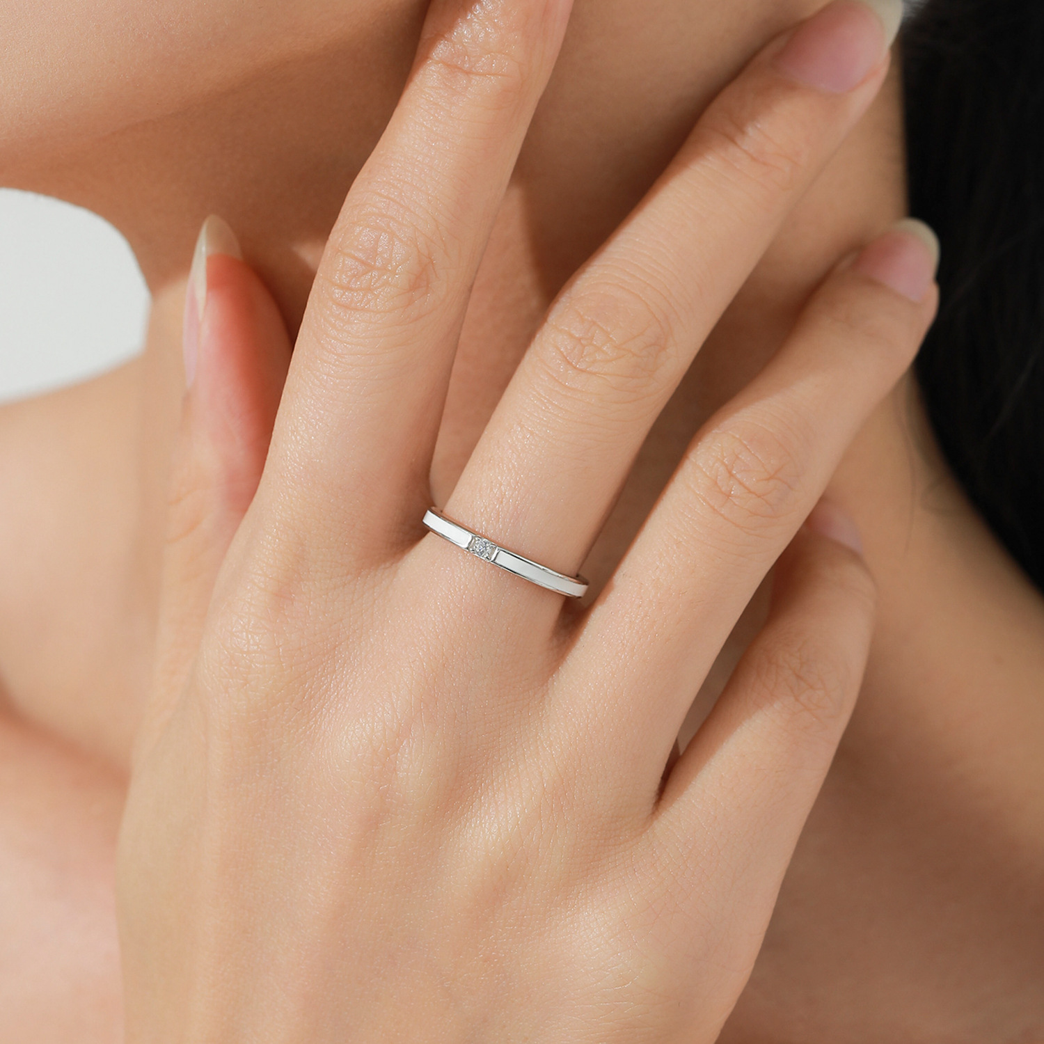 Korean Style S925 Sterling Silver Ultra-fine Single Diamond Zircon Ring