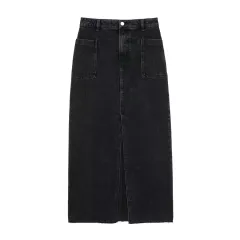 High Waist Button Double Pocket Slit Design Loose Skirt - Picture Color-L - View 1
