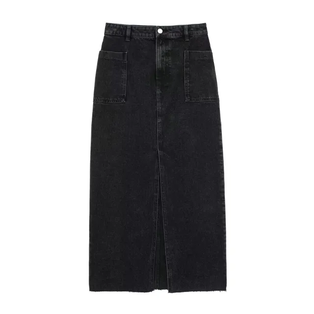 High Waist Button Double Pocket Slit Design Loose Skirt - Shop at LoveMi