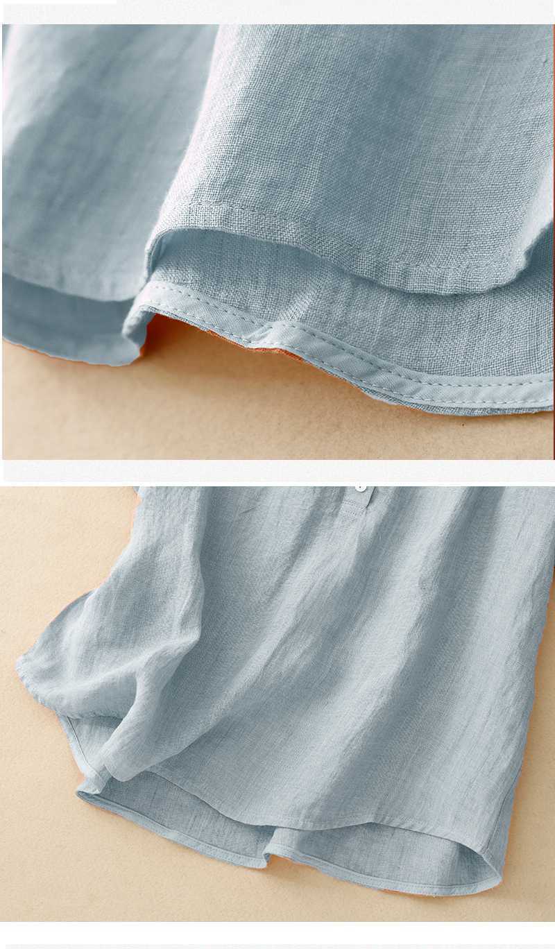 Artistic Retro Cotton-Linen Short-Sleeve Shirt with Splicing
