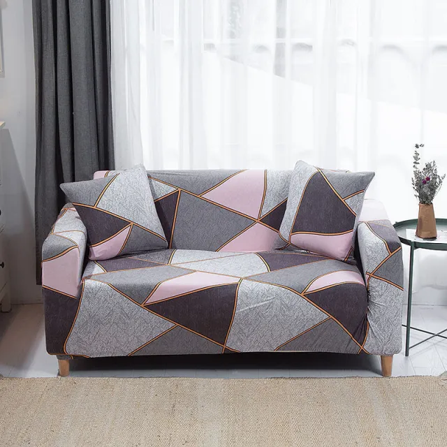 Home Fashion Simple Stretch Sofa Cover Colorful Geometry - Shop at LoveMi