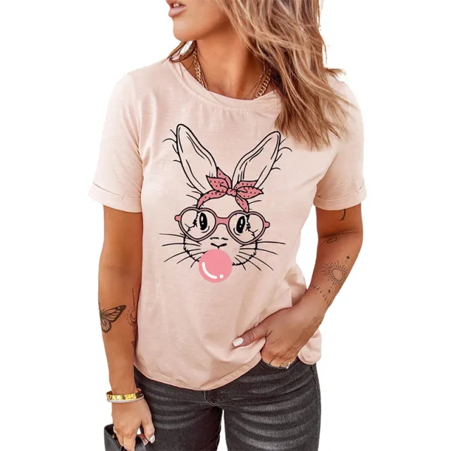 Fashion Loose Printed Short Sleeve Pink - Shop at LoveMi