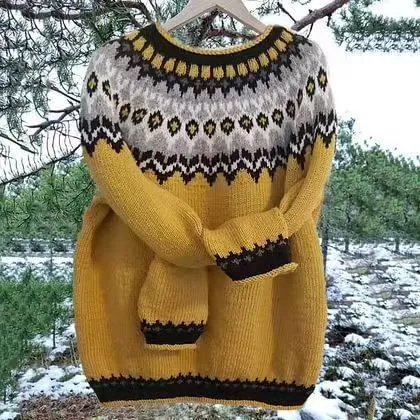 Women's Round Neck Multicolor Loose Fashion Pullover Sweater 8715Color - Shop at LoveMi