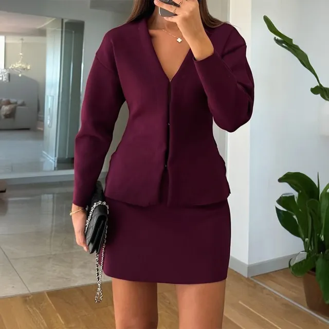 Fashion Simple Woolen Long Sleeve Shirt Sweater Women's Clothing Wine Red - Shop at LoveMi