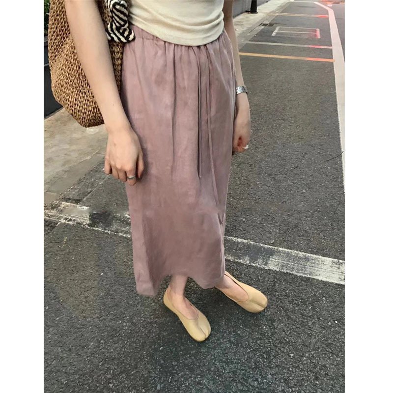Women's Mid-Length Casual Skirt - Elastic Waist A-Line Skirt For Summer
