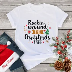 Women's Clothing Fashion Christmas Holiday Party T-shirt Loose Merry Christmas Casual - 35233 - View 1