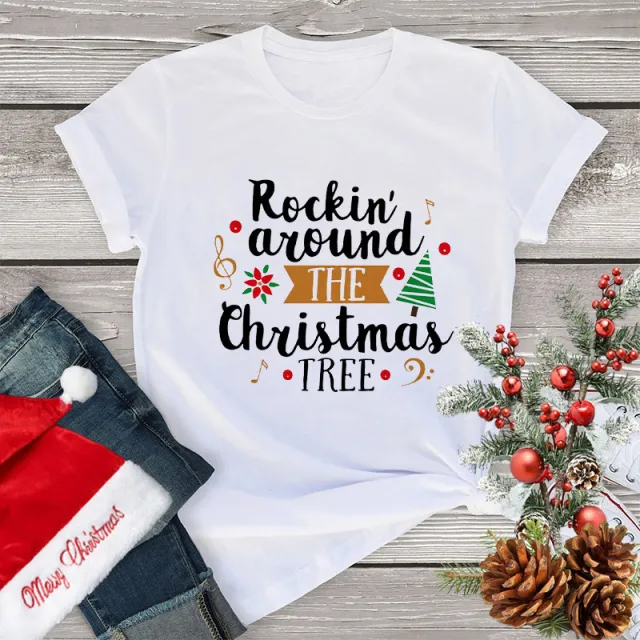 Women's Clothing Fashion Christmas Holiday Party T shirt Loose Merry Christmas Casual 35233 - Shop at LoveMi
