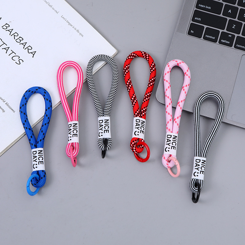 Trendy Plush Doll Keychain Lanyard Braided Pendant Rope Water Cup Rope Holding