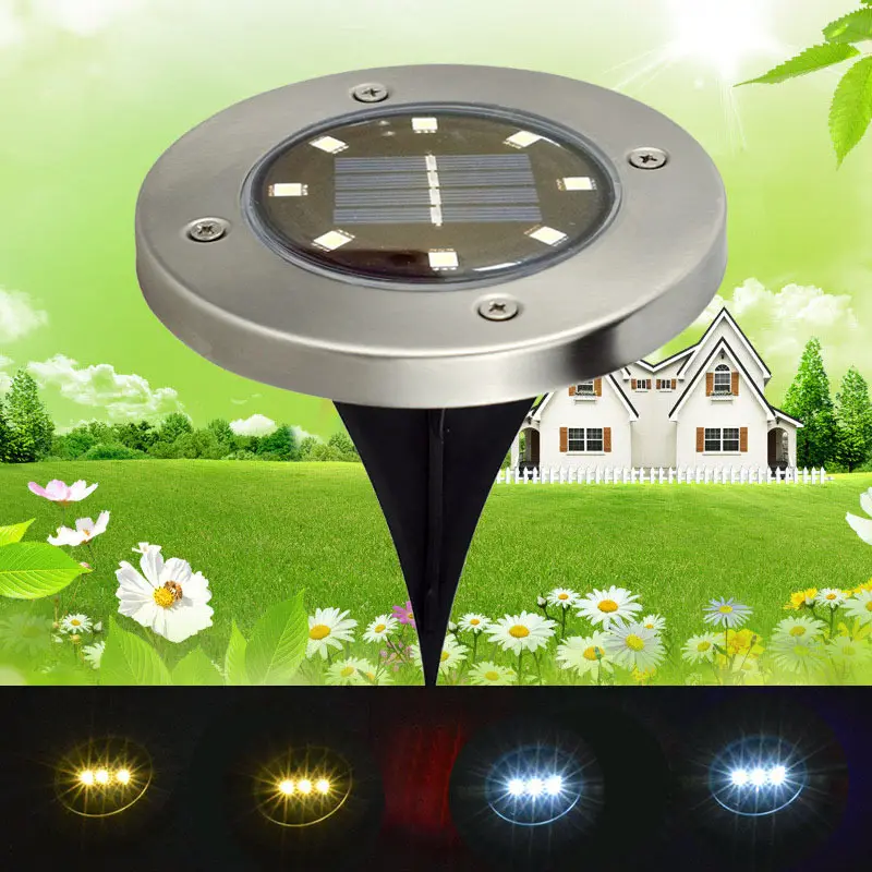 8led Solar Underground Light Stainless Steel Lawn