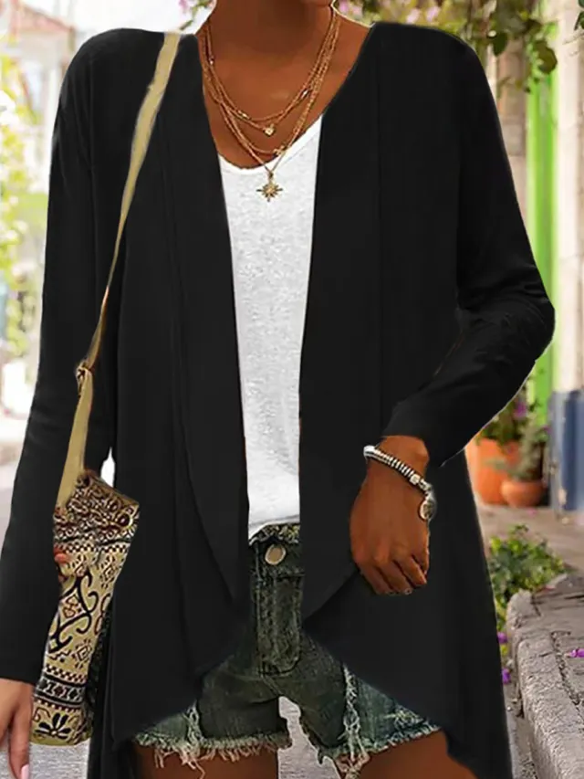 Long Sleeve Solid Color Loose Cardigan Top Women Style 1 - Shop at LoveMi