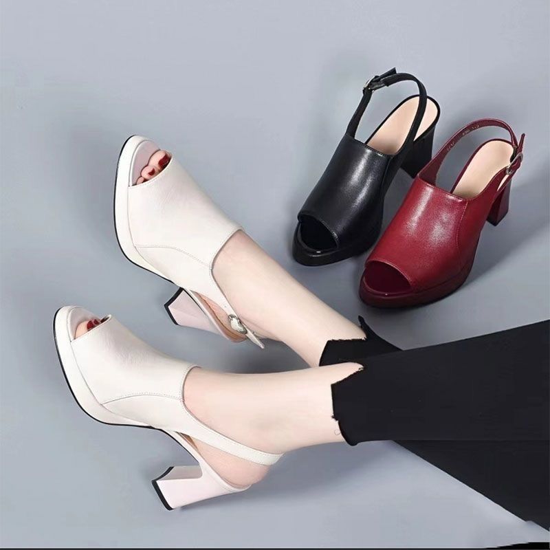 Female Fish Mouth Rear Air Waterproof Platform Fashion Slope Heel Shoes