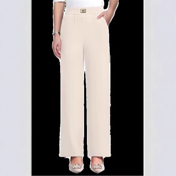 Womens Casual Wide-leg Straight Pants With A Colorful Elastic Waist