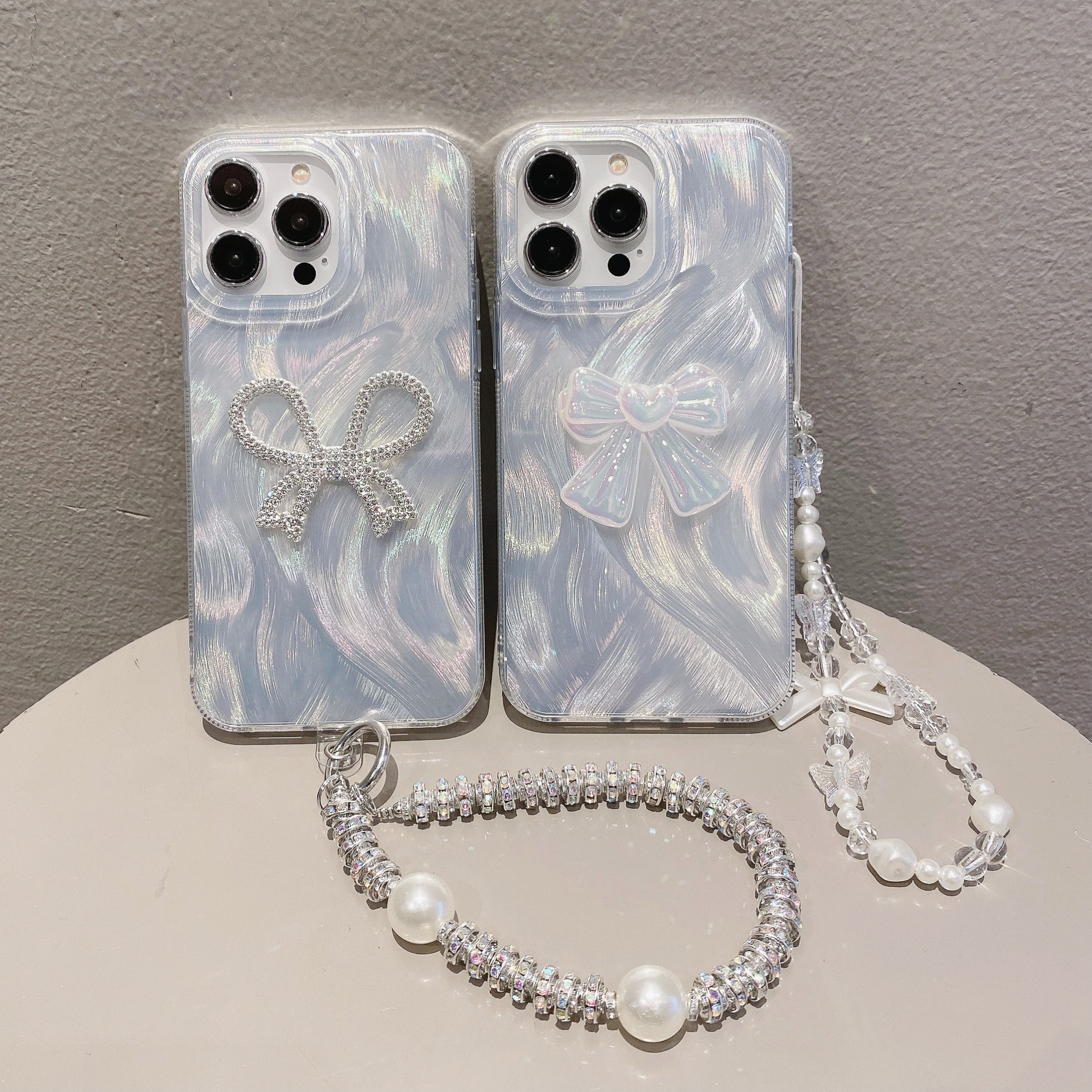 Luxury Feather Yarn Bow Knot Chain Phone Case