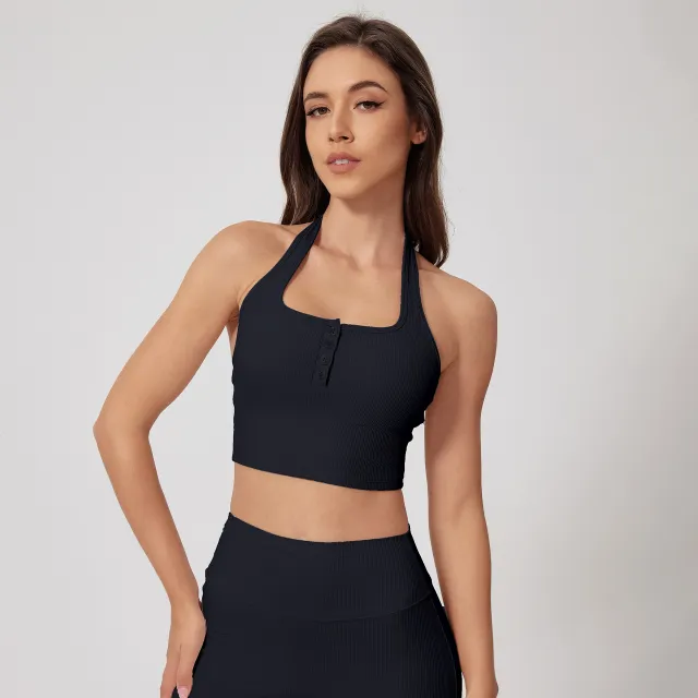 Halter Bra Quick drying Thread Backless Bra Black - Shop at LoveMi