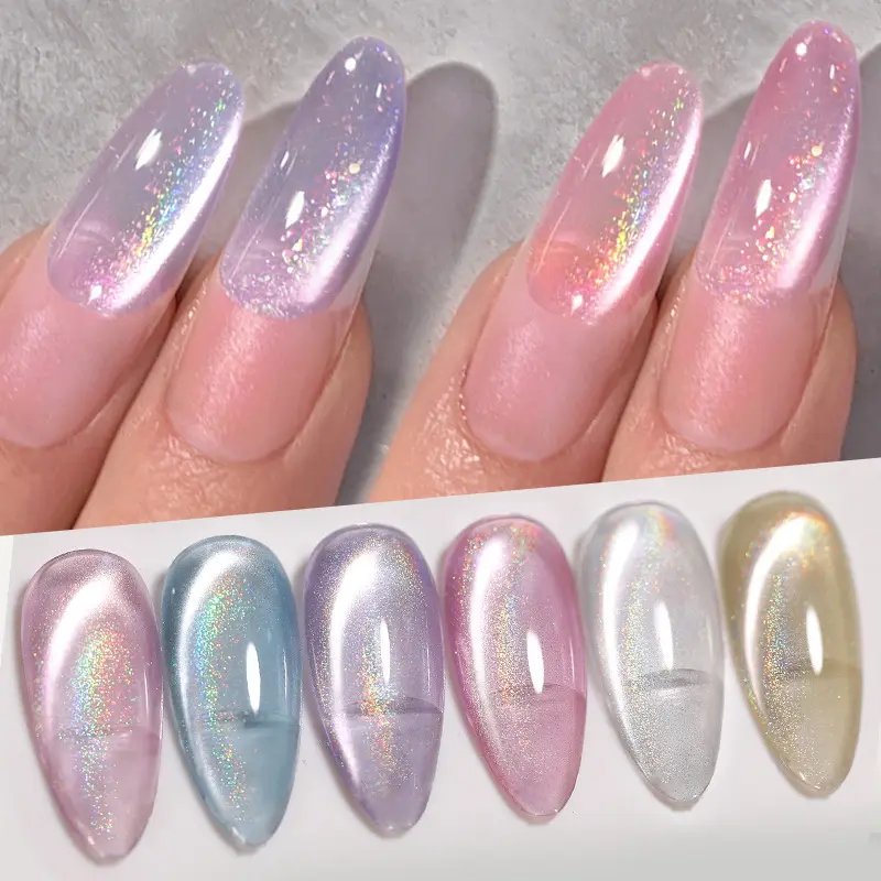 Fashionable Ice-clear Rainbow Cat-eye Gel Polish
