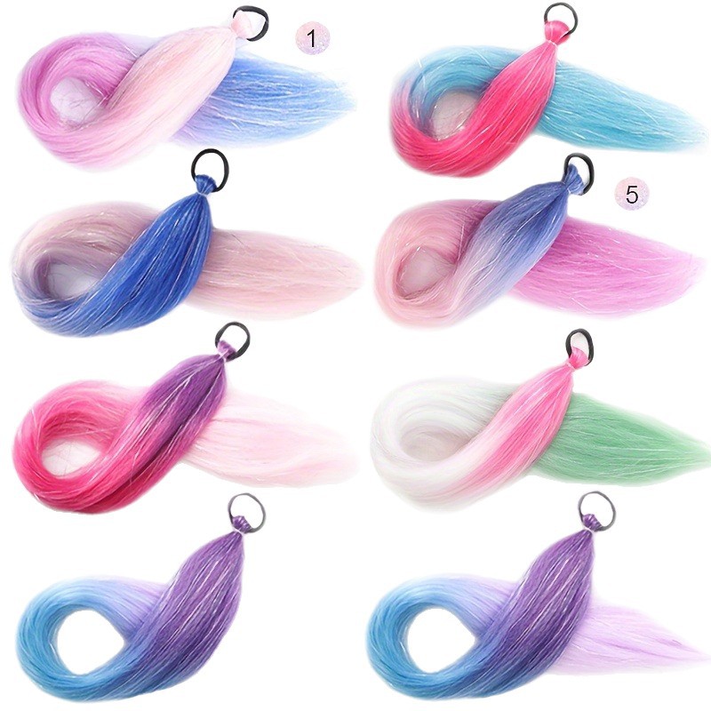 Laser Silk Women's European And American Ponytail Boxing Braid Color Wig 5