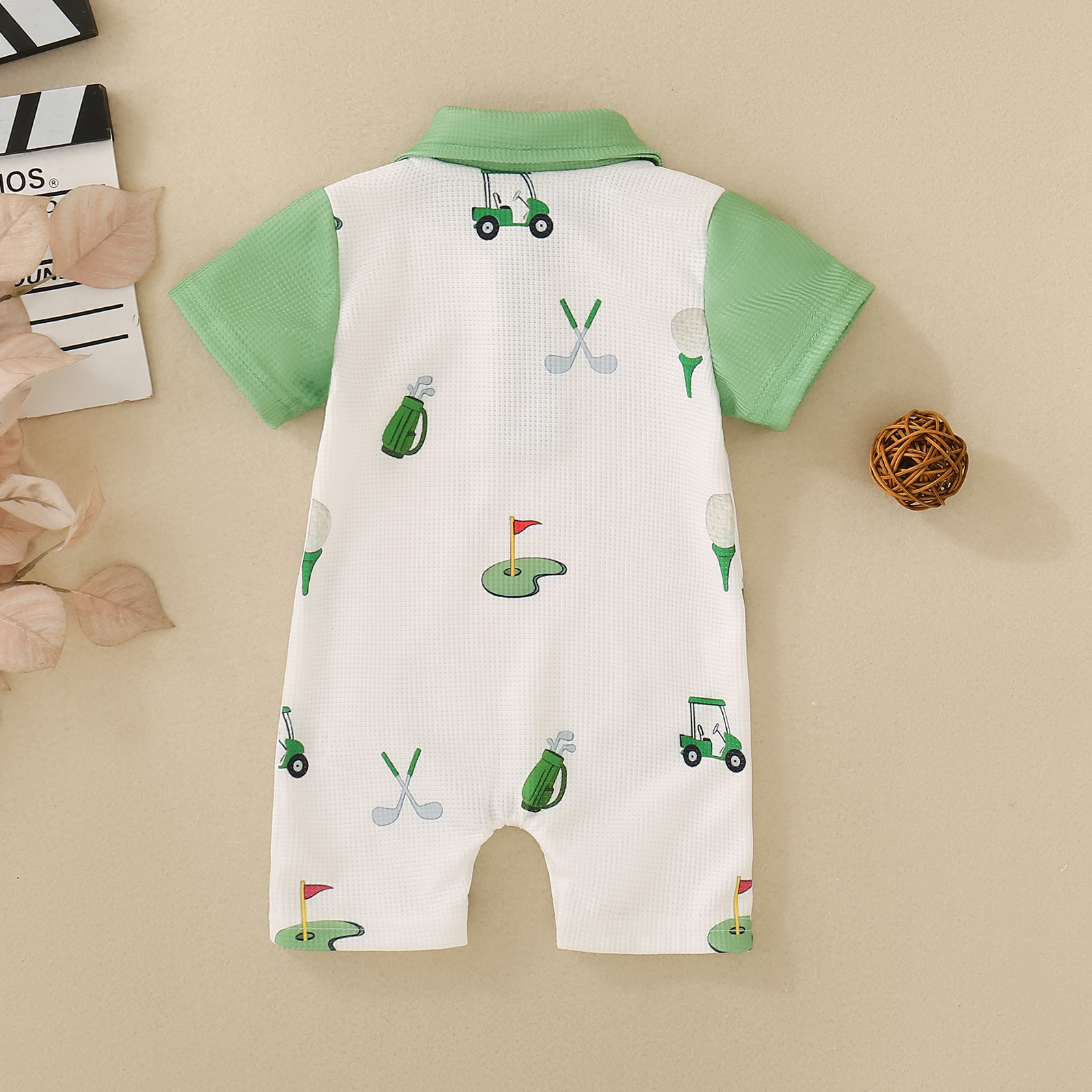 Golf-patterned Onesie Romper For Children