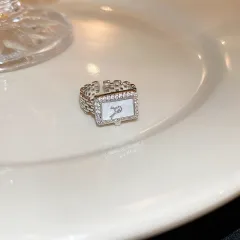 Niche High-end Minimalist Zircon Geometric Open Ring - Silver - View 1