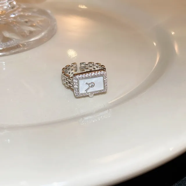 Niche High end Minimalist Zircon Geometric Open Ring Silver - Shop at LoveMi