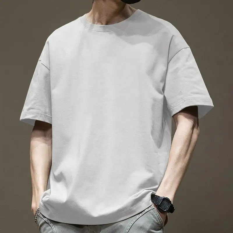 Cotton Heavy Fashion Korean Loose Boys Half Sleeve T-shirt
